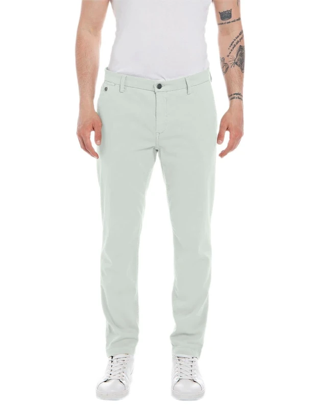 REPLAY Men's Chino Benni Regular-Fit with Stretch, Pale Green 902 (Green), 32W / 34L