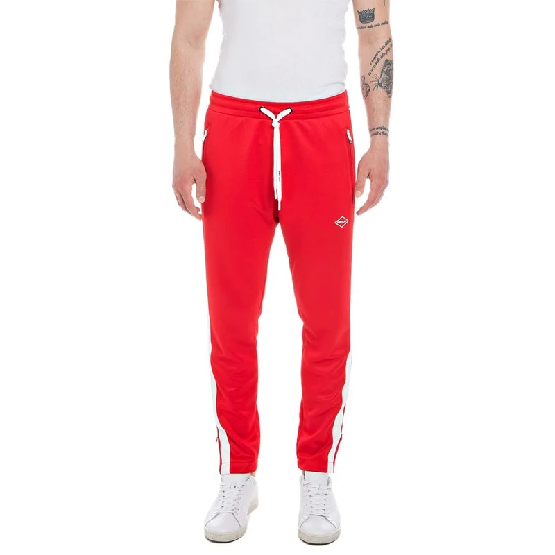 REPLAY Men's Jogging Pants with Drawstring, Poppy Red 555 (Red), S