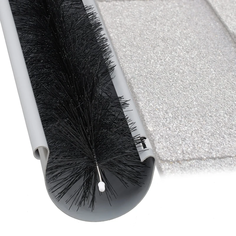 Relaxdays Gutter Brush, 400 x 10 cm, Leaf Removal, Cleaner, Bird & Pest Protection, Downpipe, Roof Guard, Plastic, Black