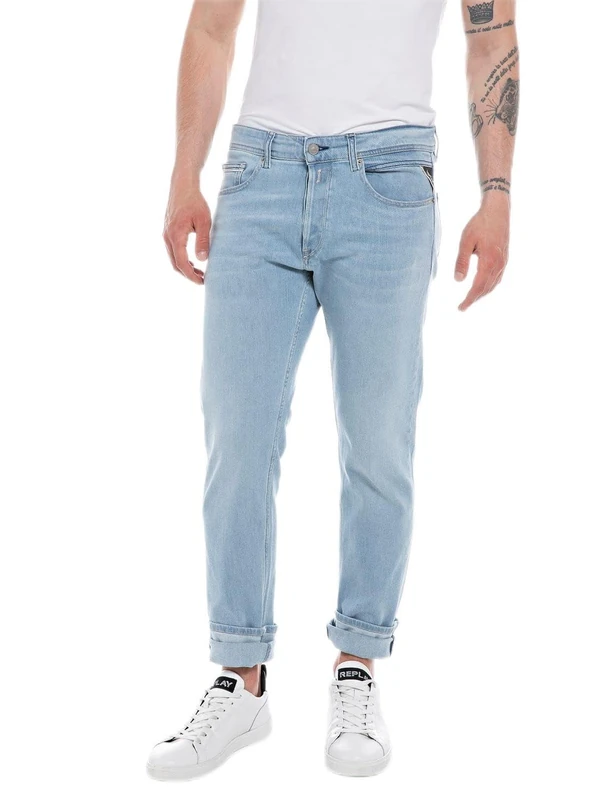 Replay Men's Grover Straight Fit Jeans with Stretch, Blue (Light Blue 010), W40 x L34