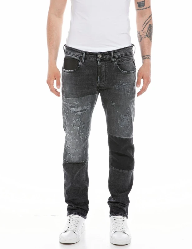 REPLAY Herren Jeans Willbi Regular-Fit Maestro, Black Delavè 099 (Schwarz), 31W / 30L