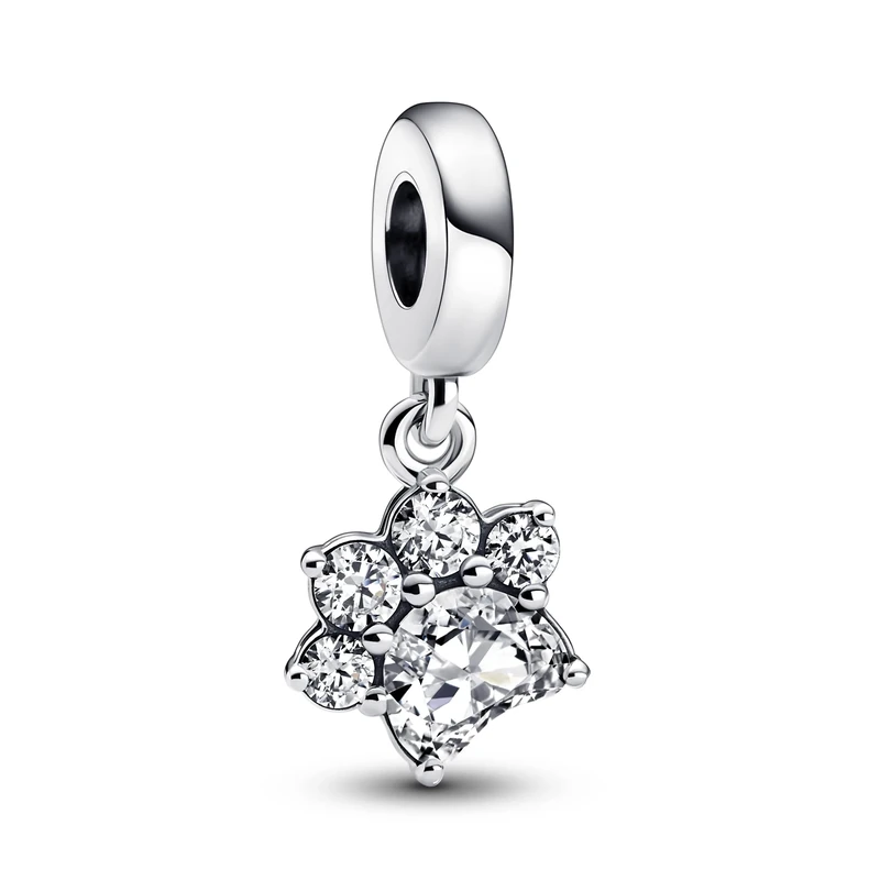 Pandora Moments Paw sterling silver dangle with clear cubic zirconia