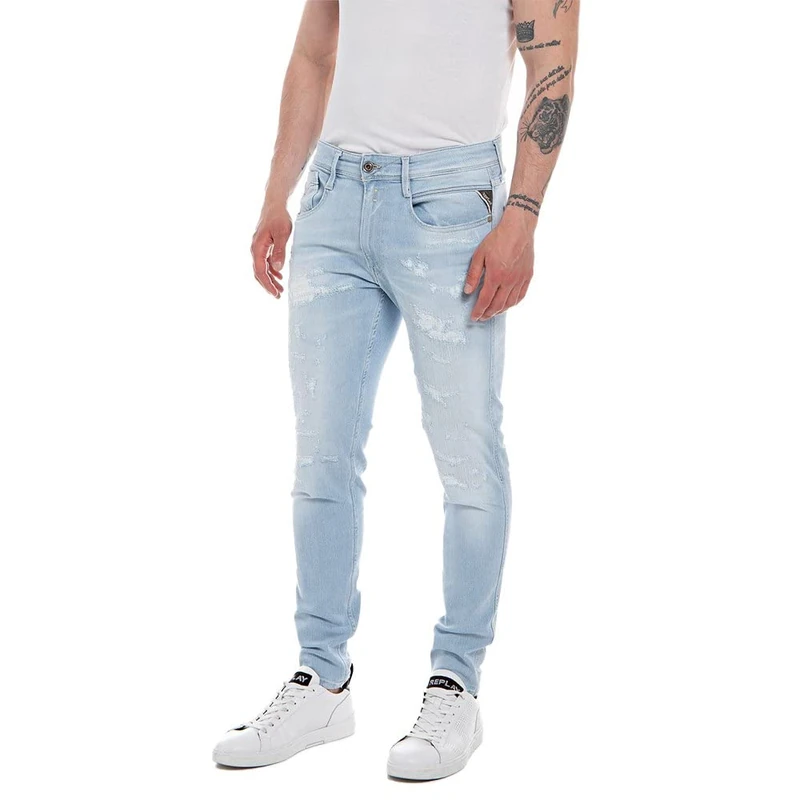Replay Men's Bronny Slim-Fit Aged Jeans with Stretch, Blue (Superlight Blue 011), W36 x L30 - Image 1