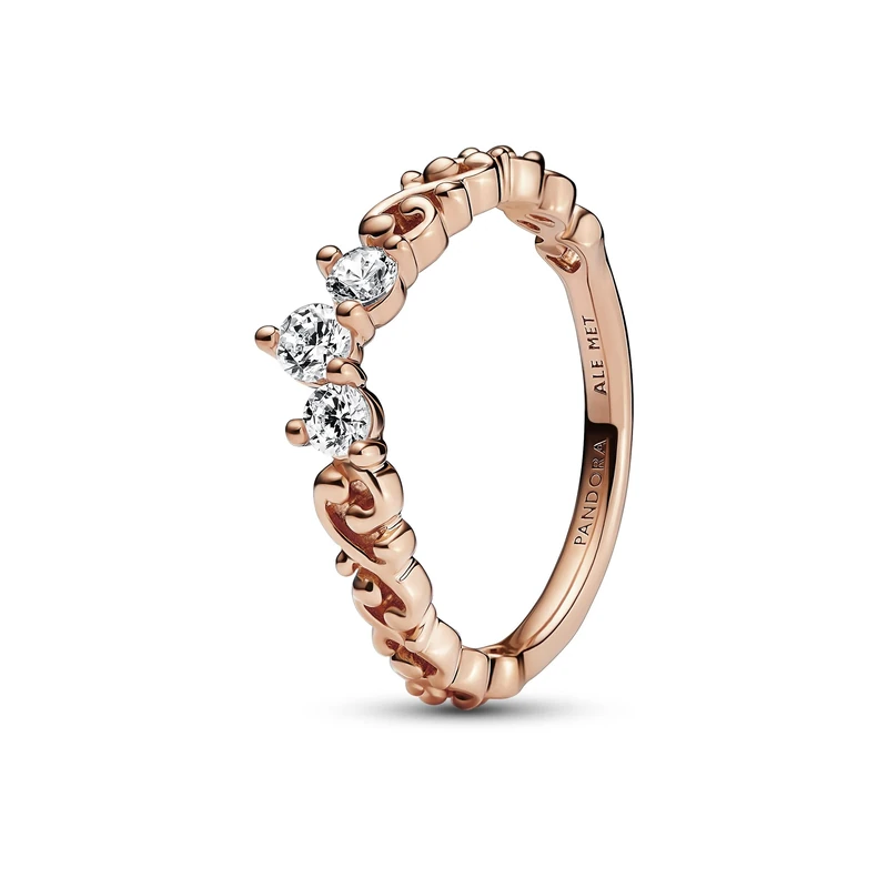 Pandora Moments Regal tiara 14k rose gold-plated ring with clear cubic zirconia, 48