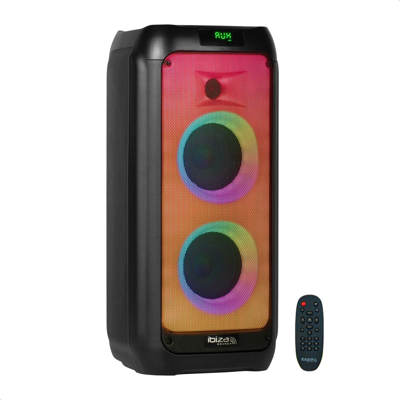 Ibiza - WAVE6-250W/2x5.25" Battery Powered Speaker with Bluetooth, USB and microSD - WAVE LED Effect and TWS Wireless Connection - Black