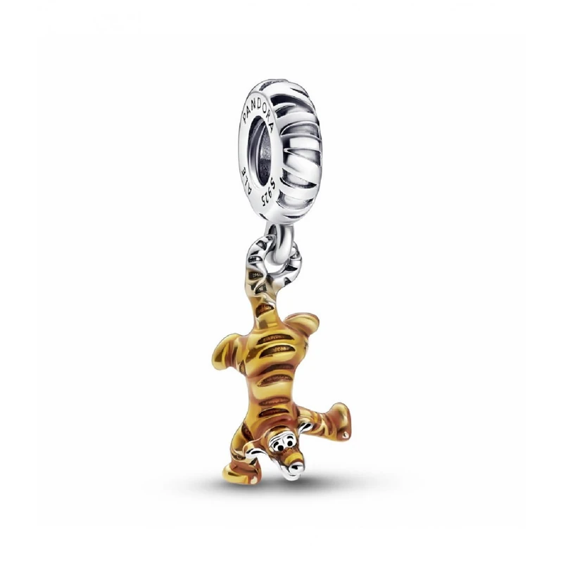 Pandora Disney Tigger sterling silver dangle with transparent orange enamel