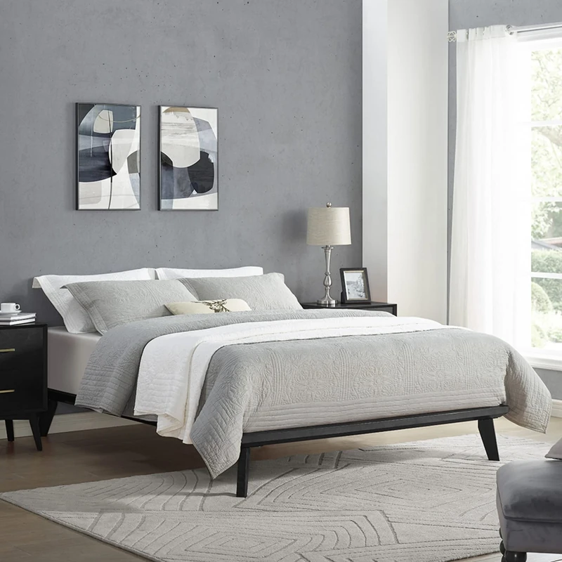 Classic Brands Canton Wood Platform Bed Frame, Bedroom Furniture, Black, Queen - Image 1