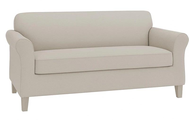 Zenna Home 2-Piece Chenille Stretch Sofa Slipcover, Ivory/Bone - Image 1
