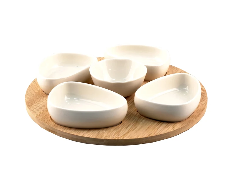 Set of 5 Appetizers Serving Dishes with Tray