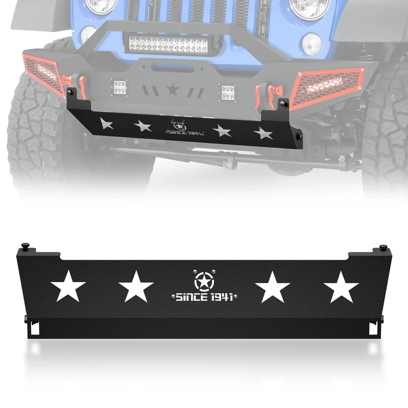 EYOUHZ Steel Front Skid Plate Bumper Cover Texured Black Compatible with 2007-2018 Jeep Wrangler JK