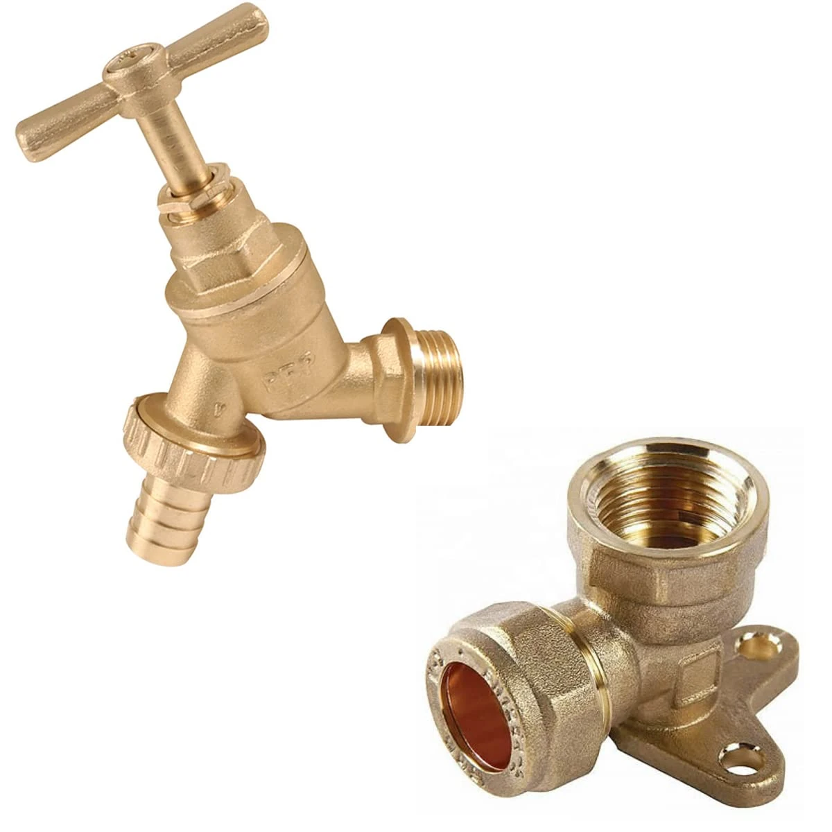 RMTL Outdoor Garden Tap Hose Union Bib Tap 1/2inch BSP with Compression Wallplate Elbow