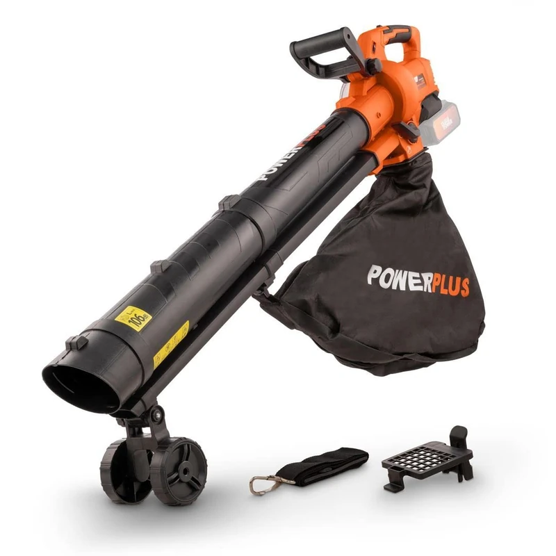 POWERPLUS Dual Power POWDPG75270-40V Cordless Leaf Blower 3-in-1: Chopping, Blowing and Vacuuming, 210 km/h Maximum Air Speed, Without Battery and Charger