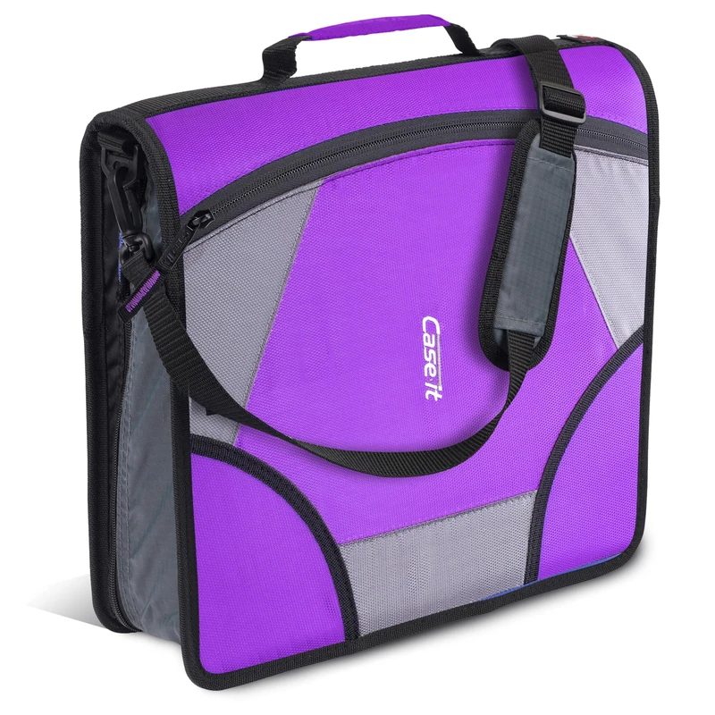 Case-it The King Sized Zip Tab Zipper Binder - 4 Inch D-Rings - 5 Subject File Folder - 800 Sheet Capacity - Deep Purple D-186