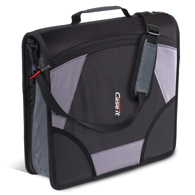 Case-it The King Sized Zip Tab Zipper Binder - 4 Inch D-Rings - 5 Subject File Folder - 800 Sheet Capacity - Jet Black D-186