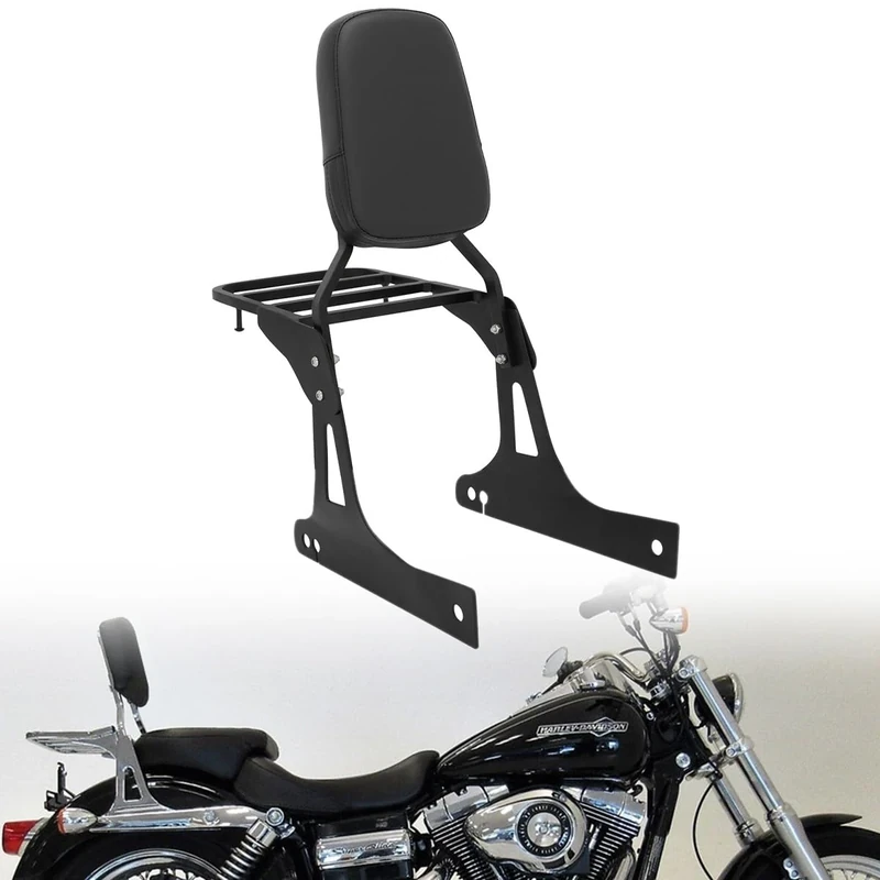 [Ship from USA] Motaux Passenger Sissy Bar with Luggage Rack Backrest for Harley Dyna Street Bob Wide Glide Super Glide Custom FXDC FXD Low Rider FXDL, Black