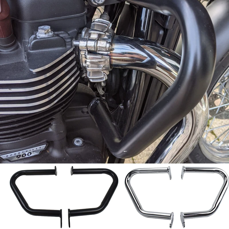 Midimttop Motorcycle Bumper Engine Protector Compatible with Tri-umph Bonneville T100 T120 Street Twin Speed Twin Thruxton R Speedmaster 2017 2018 2019 2020 2021 Crash Bar Protector (Chrome)