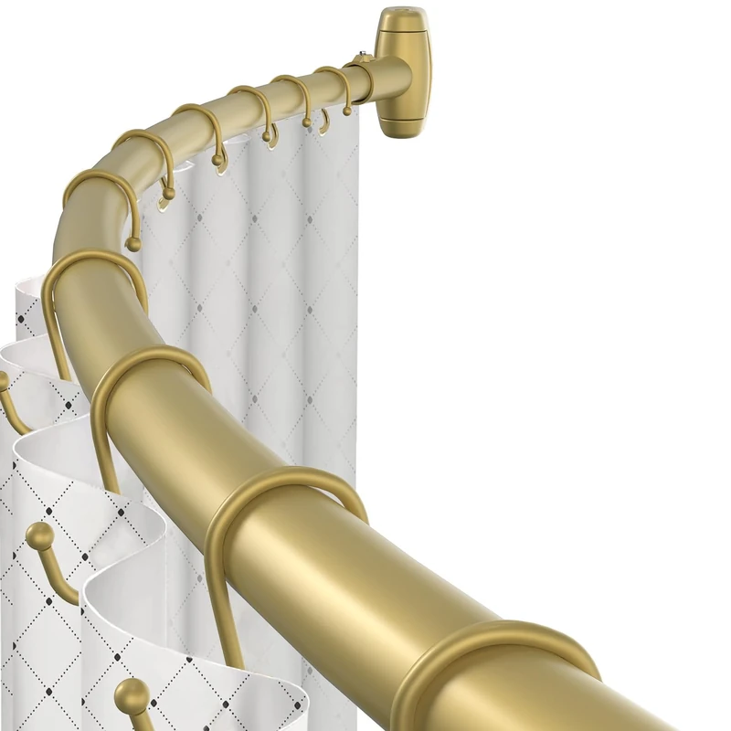 TOPROD Curved Shower Curtain Rod, Adjustable 48-72 Inches Shower Curtain Rods for Bathroom, Expandable Stainless Steel Shower Curtain Bar Telescoping Design Customized for Bath, Gold