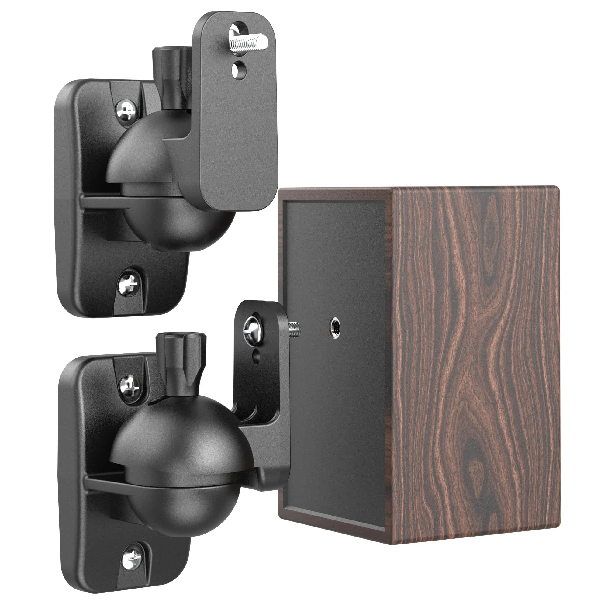 Cozycase 2 Pcs Speaker Wall Mount Brackets with Fittings - Adjustable Satellite Speaker Wall Mount Kit | Rotatable | Tiltable for Surround Sound Speakers, Hold up to 7.7lbs, Black