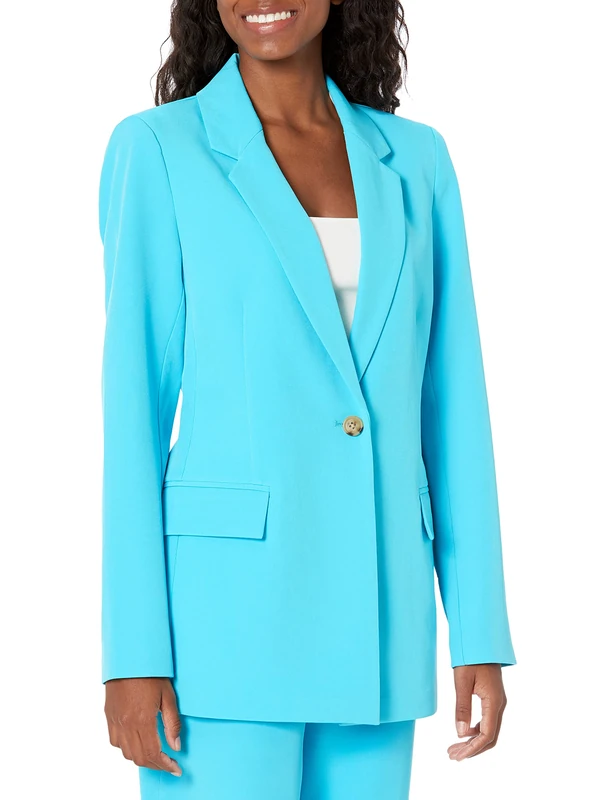 The Drop Women's Blake Long Blazer, Ocean Blue, 3XL Plus