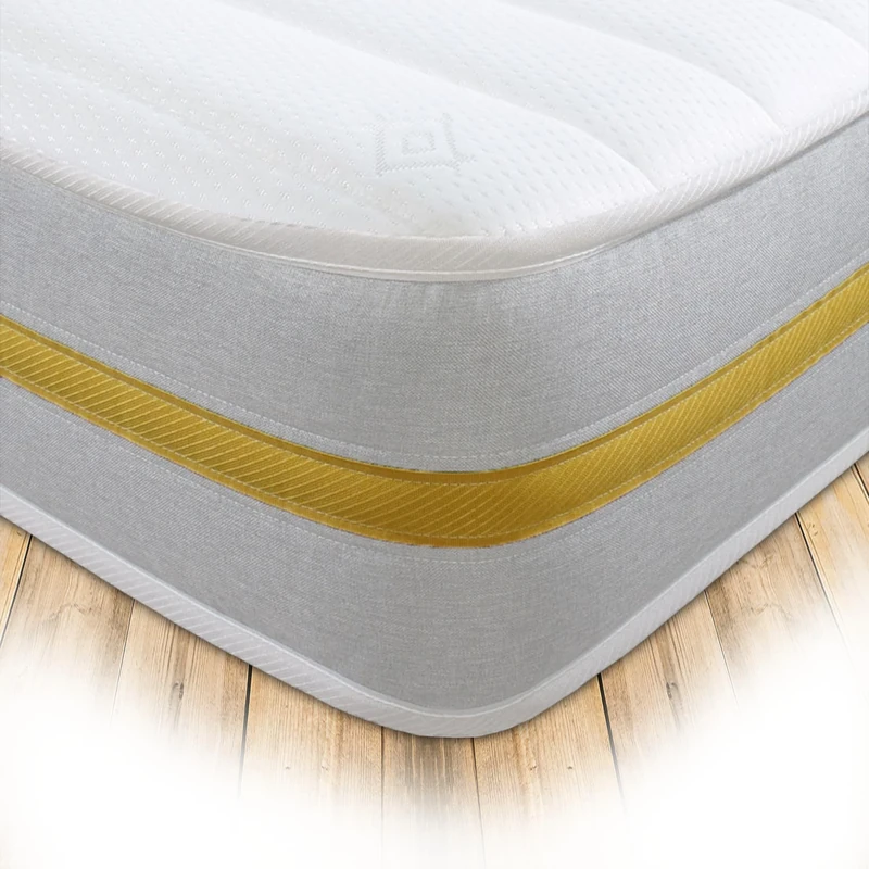 Starlight Beds Lunar Luxe, Sprung Hybrid Kingsize Memory Foam Mattress. Maximum Value Kingsize Mattress, Soft, 7.5 Inch Deep (White/Yellow) (5ft x 6ft6)