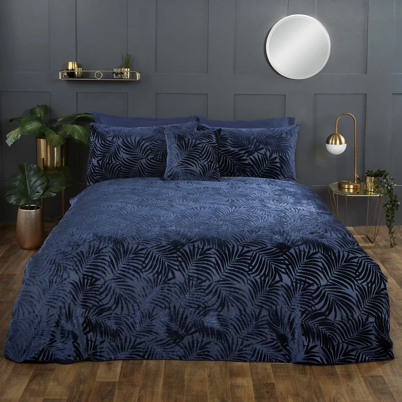 Rapport Home Paloma Velvet Duvet Set (Super King, Navy)