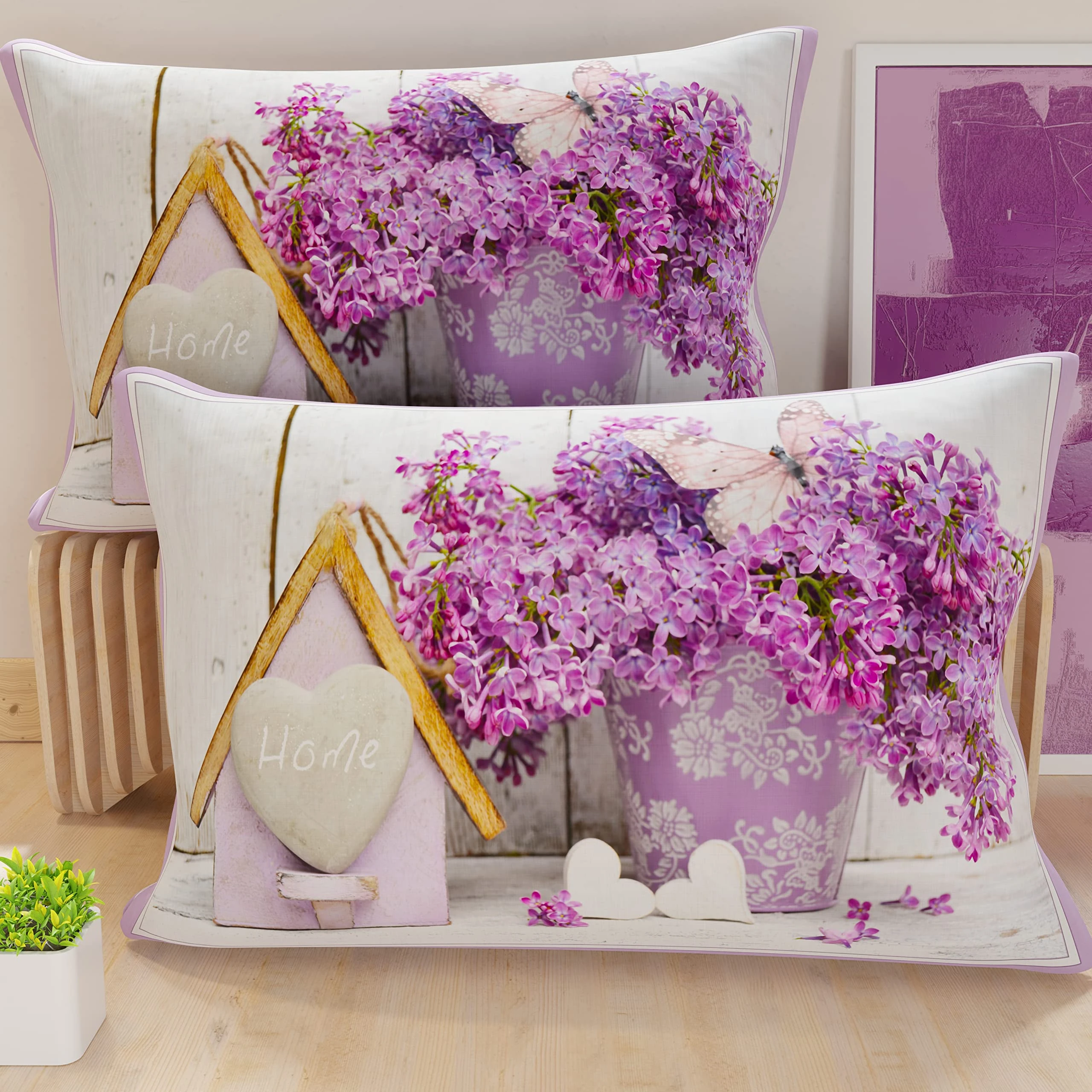 PETTI Artigiani Italiani - Bed Pillowcases, Pair of 52 x 82 cm, Shabby Purple, Hypoallergenic Microfibre, Made in Italy