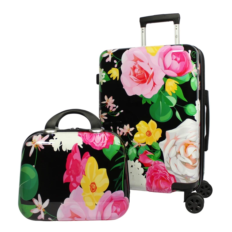 World Traveler Seasons Hardside 2 Piece Carry-on Set, Peonies, One Size, Seasons Hardside 2 Piece Carry-on Set