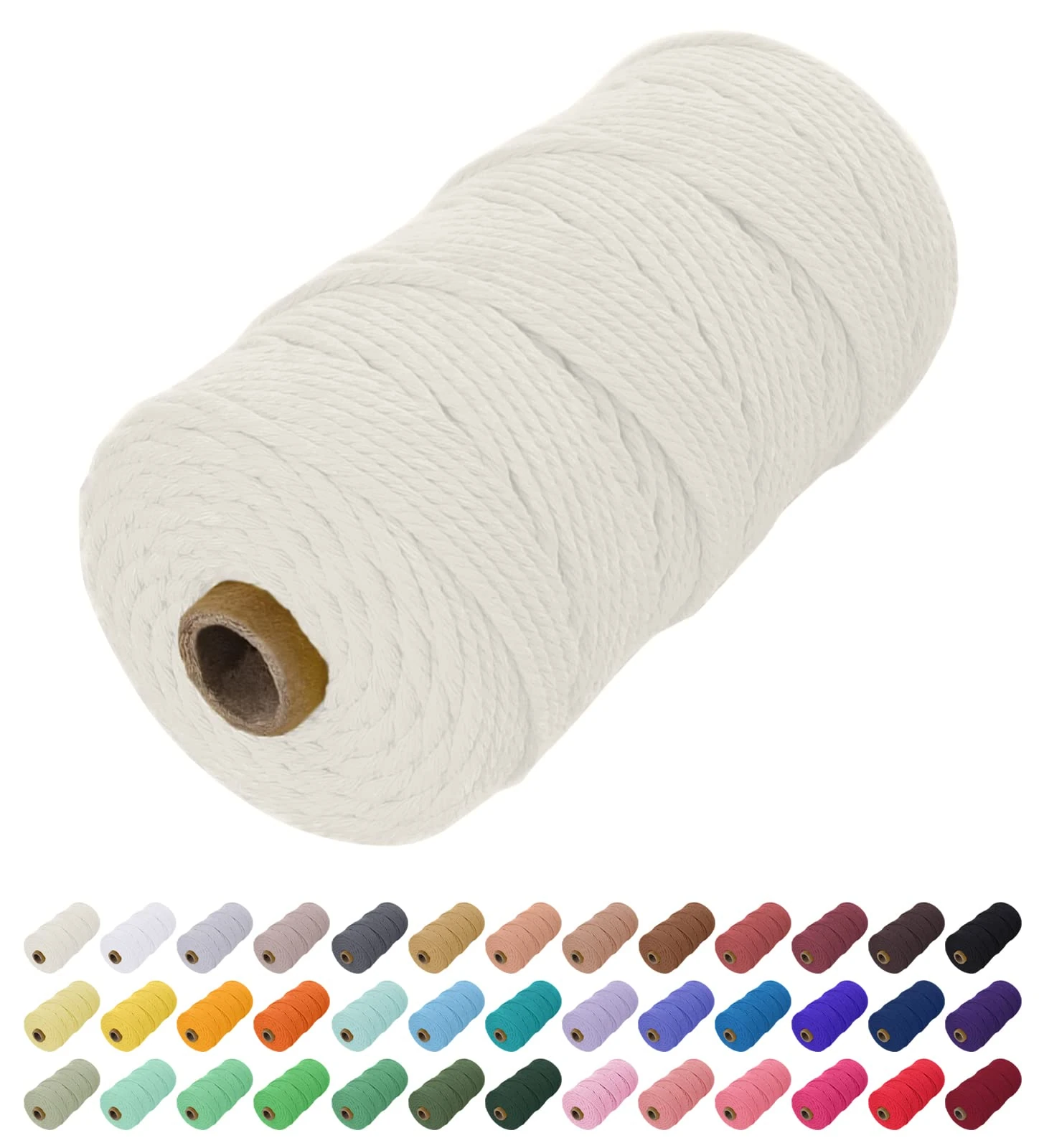 Uiopa Macrame Cord 2mm x 200m, Natural Cotton Cord Coloured Macrame Yarn Soft Rope, Macrame String Cotton Twine for Crafts, Plant Hanger, Wall Hanging, Wrapping, Christmas Decorations (Natural)