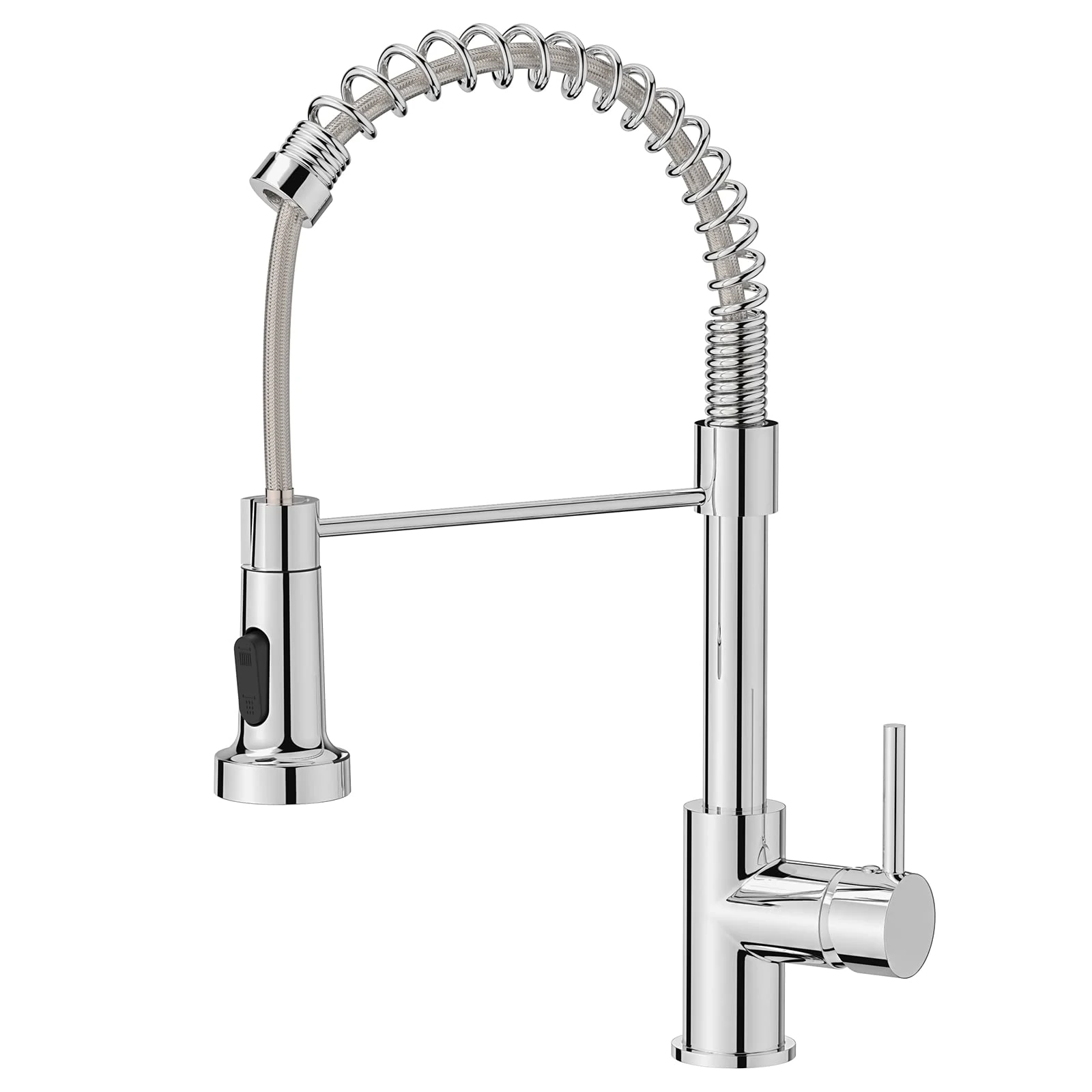 FORIOUS Kitchen Tap, Spring Kitchen Sink Mixer Taps, Commercial Faucet Single Handle Lever, High Arc Swivel 360 with 2 Spray Mode, Polished Chrome