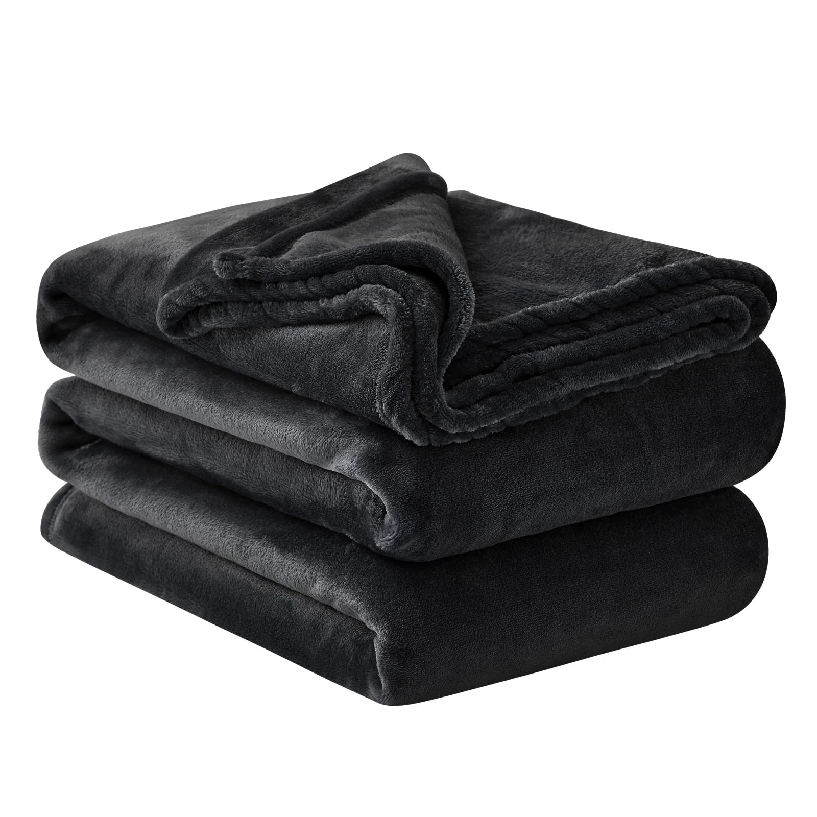 Aisbo Fleece Throw Blanket Black - Versatile Soft Warm King Size Blanket Fluffy Extra Large Throws for Bed, Cozy Solid Flannel Blanket for Sofa Couch, 230x270cm