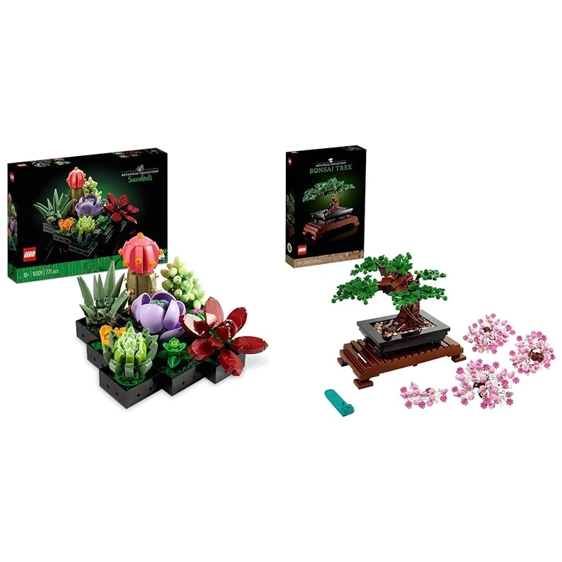 LEGO 10309 Icons Succulents Artificial Plants Set for Adults & 10281 Icons Bonsai Tree Set for Adults, Home Décor DIY Projects, Relaxing Creative Activity Gift Idea, Botanical Collection - Image 1