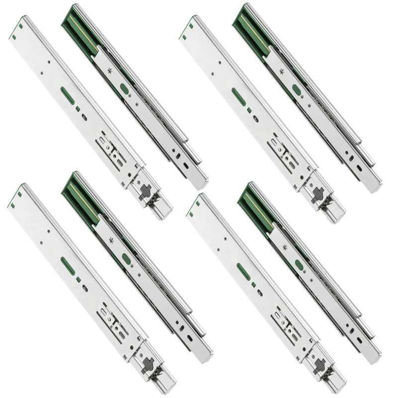 GTV H45 Drawer Runners, 45.3 x 550 mm, Strong Galvanised Steel, Soft-Close Rail System, Telescopic Rail Ball Guide, Maximum Load 30 kg, Set of 8