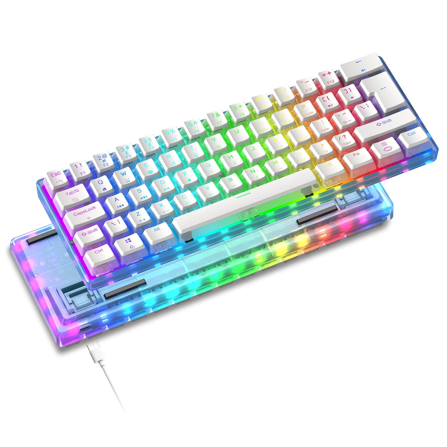 MAGIC-REFINER Wired Mechanical Keyboard, 60% Percent Gaming Keyboard, Apex Pro Mini Hot Swappable Keyboard 18 RGB Backlit, PBT Pudding Keycaps, UK Layout 62 Keys Red Switch for Win/MacOS/Linux, Blue