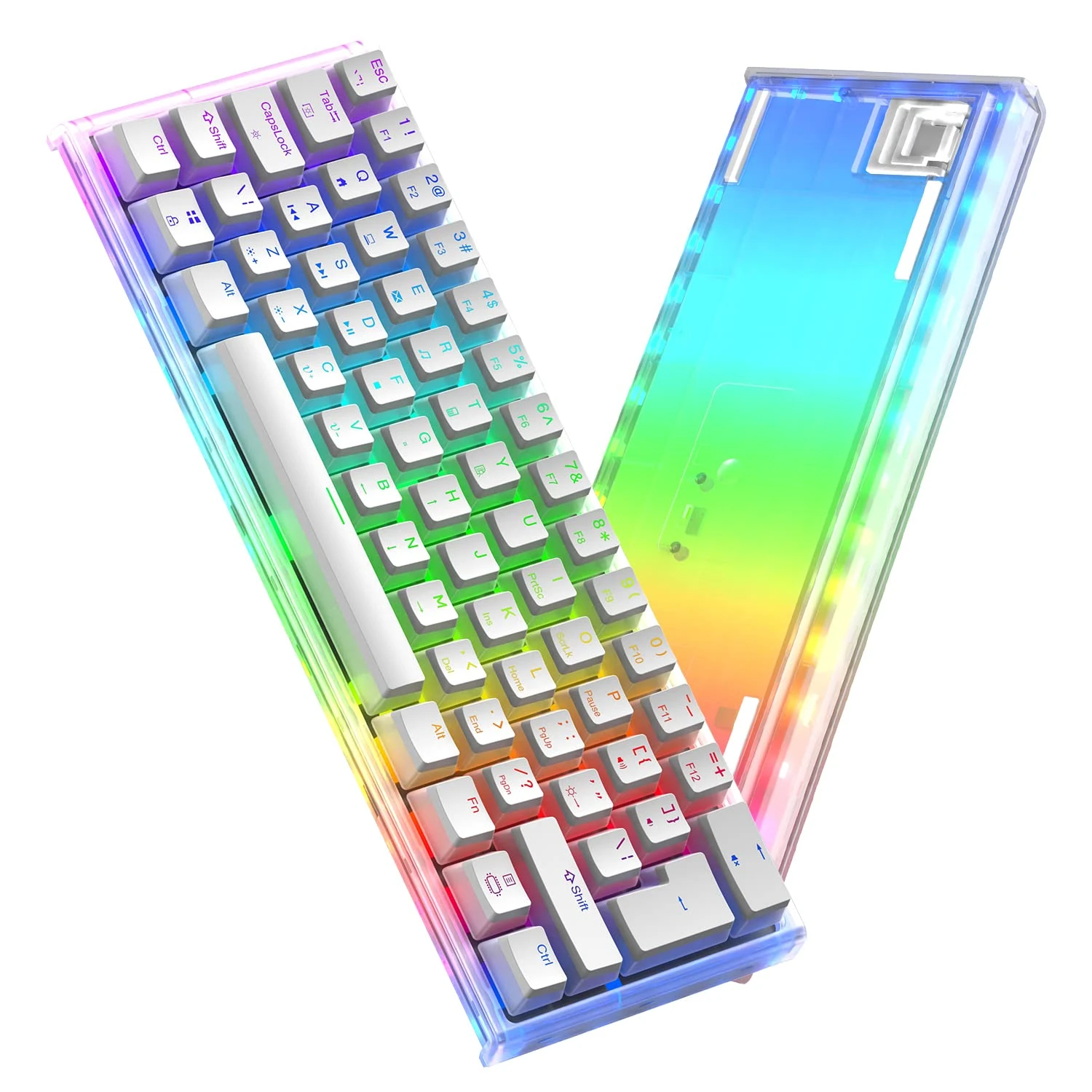 LexonElec MK25-1 60% Mechanical Keyboard Custom Hot Swappable Gaming Keyboard Programmable Double-sided RGB Backlit Transparent Case Pudding Keycaps NKRO Compact for Gamer PS4 Xbox PC（Red Switch）