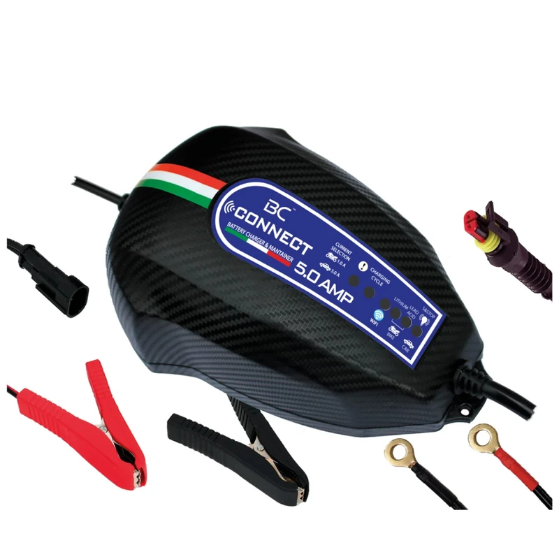 BC Battery Controller Connect Smart 1Amp/5Amp WIFI Battery Charger for 12V Lead/Lithium Batteries for Cars, Motorcycles, Scooters, Boats, Trucks, Motorhomes up to 160Ah