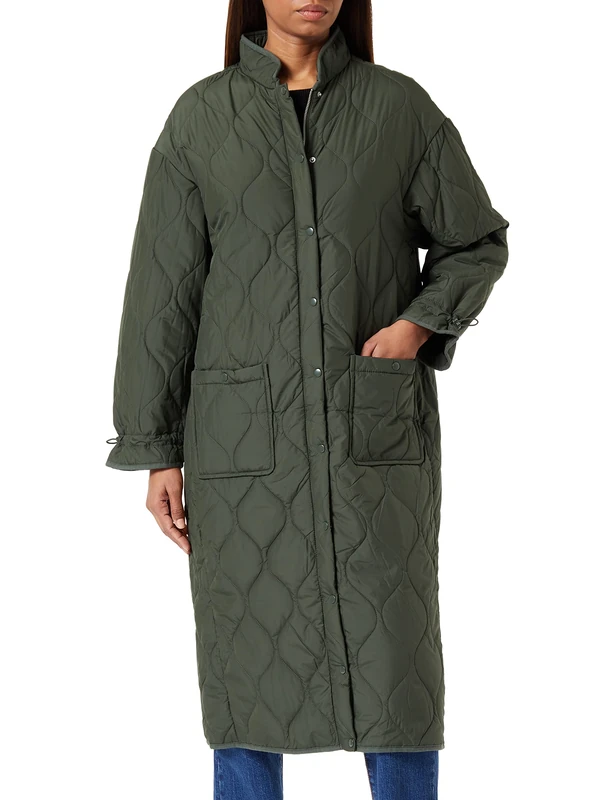 OBJECT Women's Objline Long Quilted Jacket Noos Coat, Green (Duffel Bag), XS/S