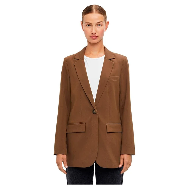 Object Women's Objsigrid L/S Blazer Noos, Dark Earth, 16