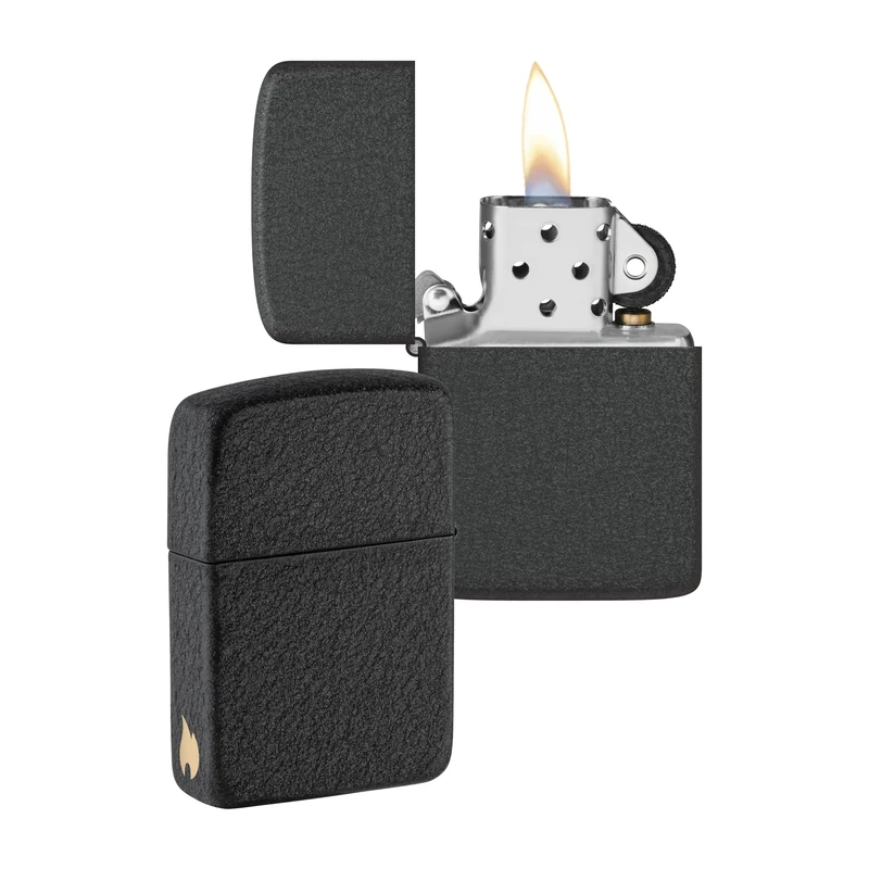 Zippo Windproof Lighter - Flame Design - Replica 1941 Black Crackle - Refillable - Reusable - Windproof - Gift Box - Metal - Made in USA - Amazon Exclusive
