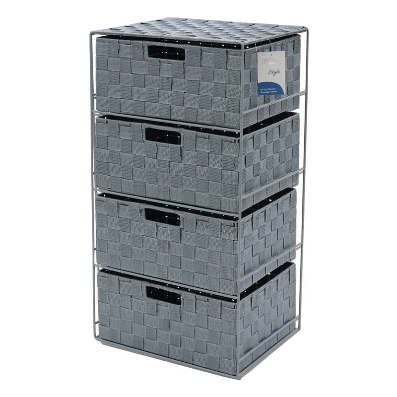 JVL Vichy 4 Drawer Wide Nylon Storage Tower