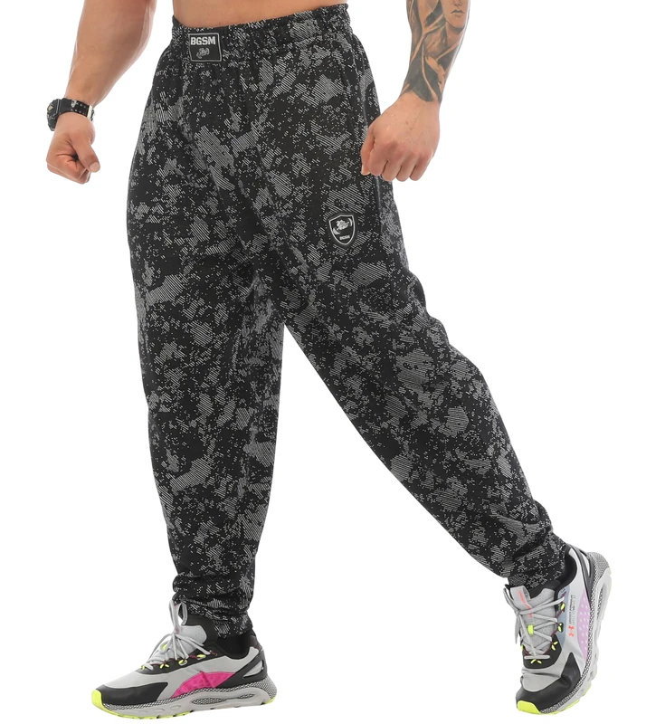 BIG SAM SPORTSWEAR COMPANY Men's Baggy Sweatpants with Pockets, Oldschool Loose Fit Gym Pants, Technic Camouflage, Medium