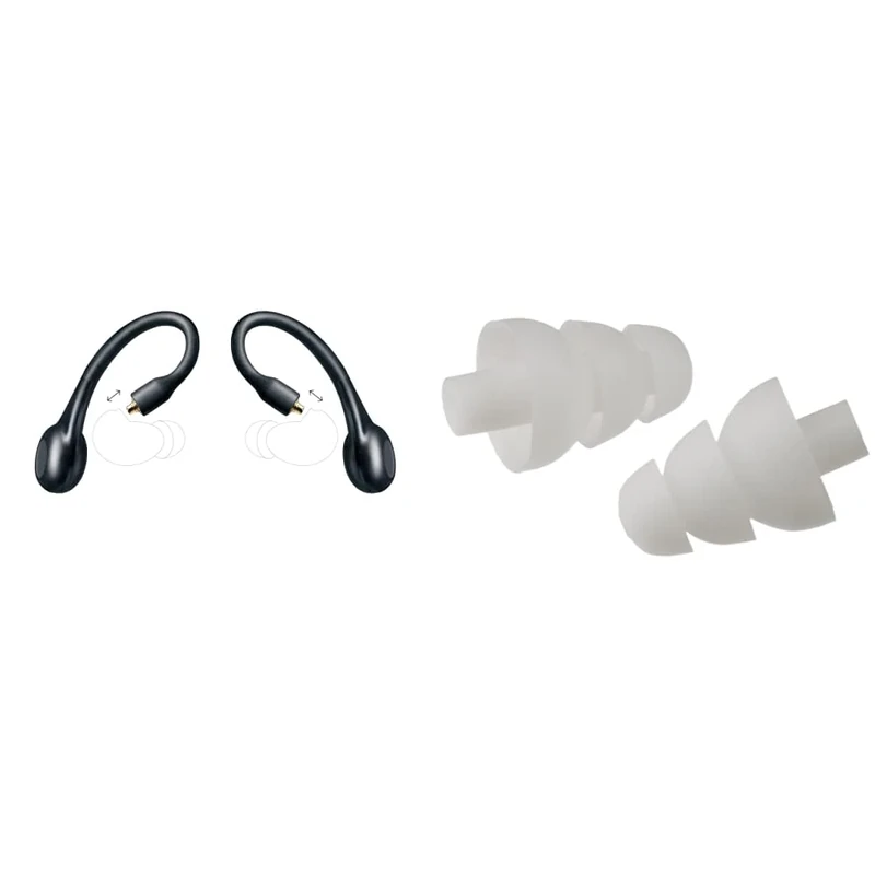 Shure True Wireless Adapter (Gen 2) for Sound Isolating Earphones, Secure Over-Ear Fit & EATFL1-6 Triple Flange Sleeves for SE Earphones, 6 Pieces