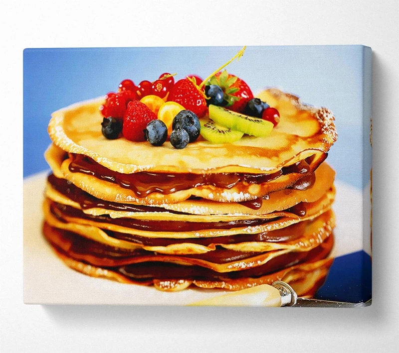 Chocolate Pancake Delight Canvas Print Wall Art - Large 26 x 40 Inches - Image 1