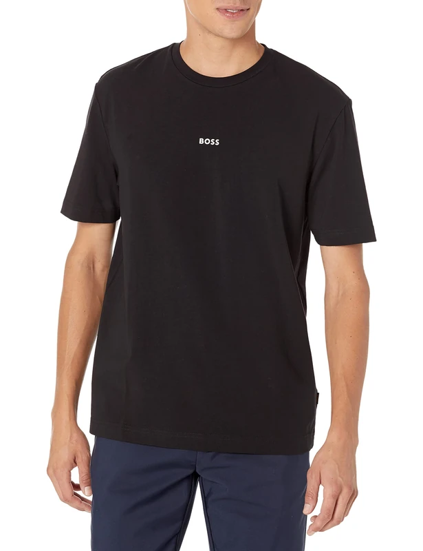 BOSS Men's Center Logo Regular Fit T-Shirt, Basic Black, S