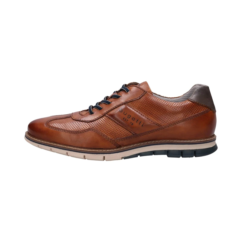 bugatti Men's Casual Leather lace-ups, Sneakers with Hand Finish, Cognac, 6.5 UK