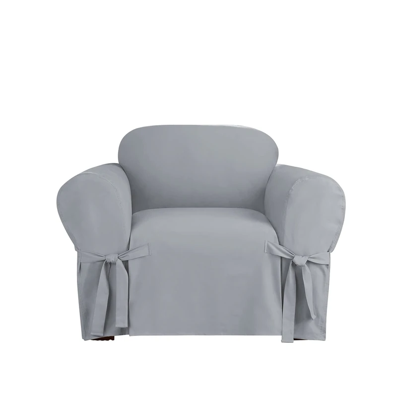 Surefit Heavy Weight Cotton Canvas 1 Piece Chair Slipcover in Pacific Blue