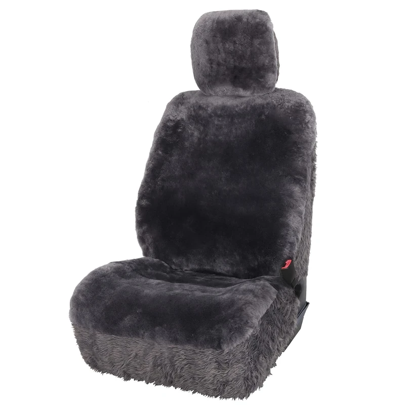 Leader Accessories Genuine Sheepskin Seat Cover Universal for Car SUV Truck Front Seats Charcoal