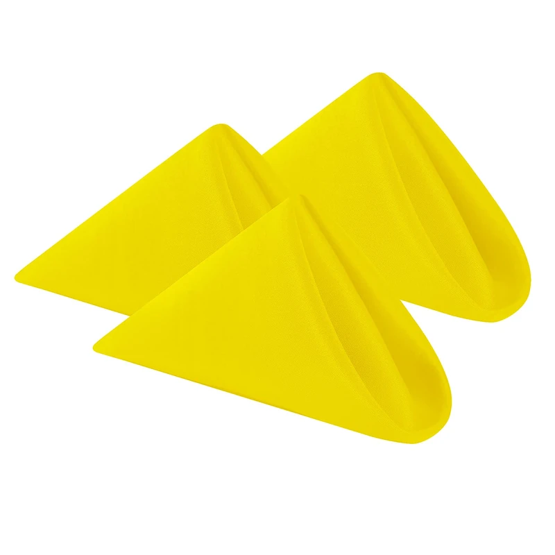 Cloth Napkins 17x17 inch Washable Polyester Dinner Napkins Soft Table Napkins for Wedding Party Dining Banquet(Yellow,100PCS)