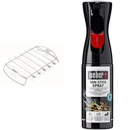 Weber Kebab Set | Weber BBQ Skewers & Kebab Rack Kit | fits Q2000 Series & Large Barbeques | Heavy Duty Holder | Cook & Serve Kebabs | Non-Stick Stainless Steel | Premium BBQ Accessories (6606)