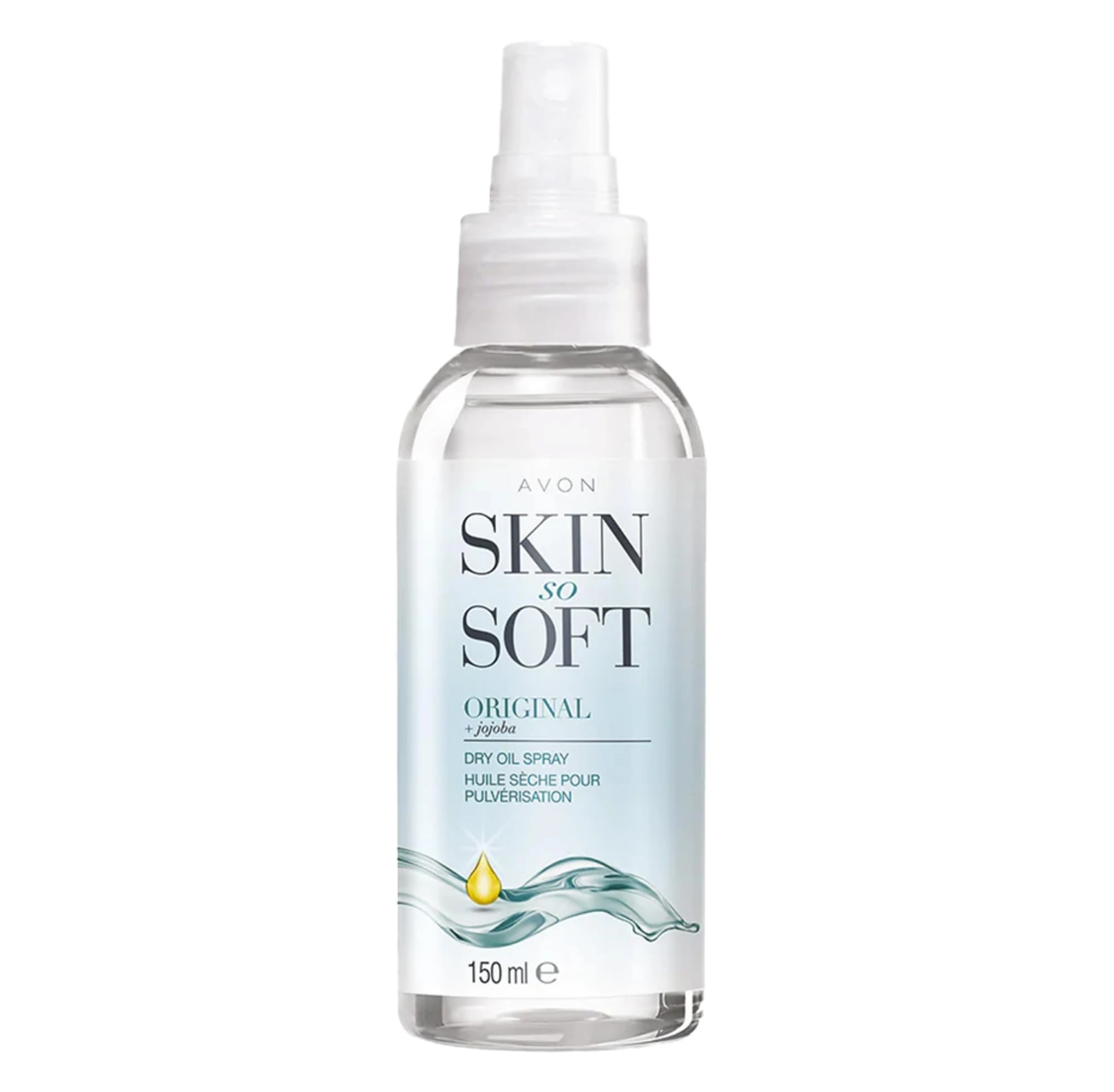 Avon Skin So Soft Dry Oil Spray 150ml | Locks in Moisture | Formulated with Jojoba Oil and Vitamin E | Quick Dry Formula | Cruelty Free,Clear