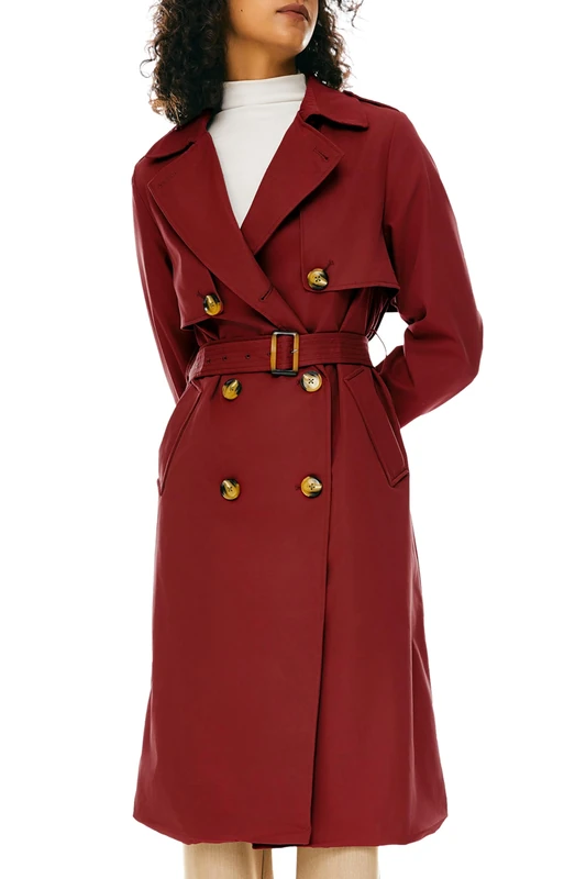 Orolay Long Trench Coat for Women - Slim Fit Red XS